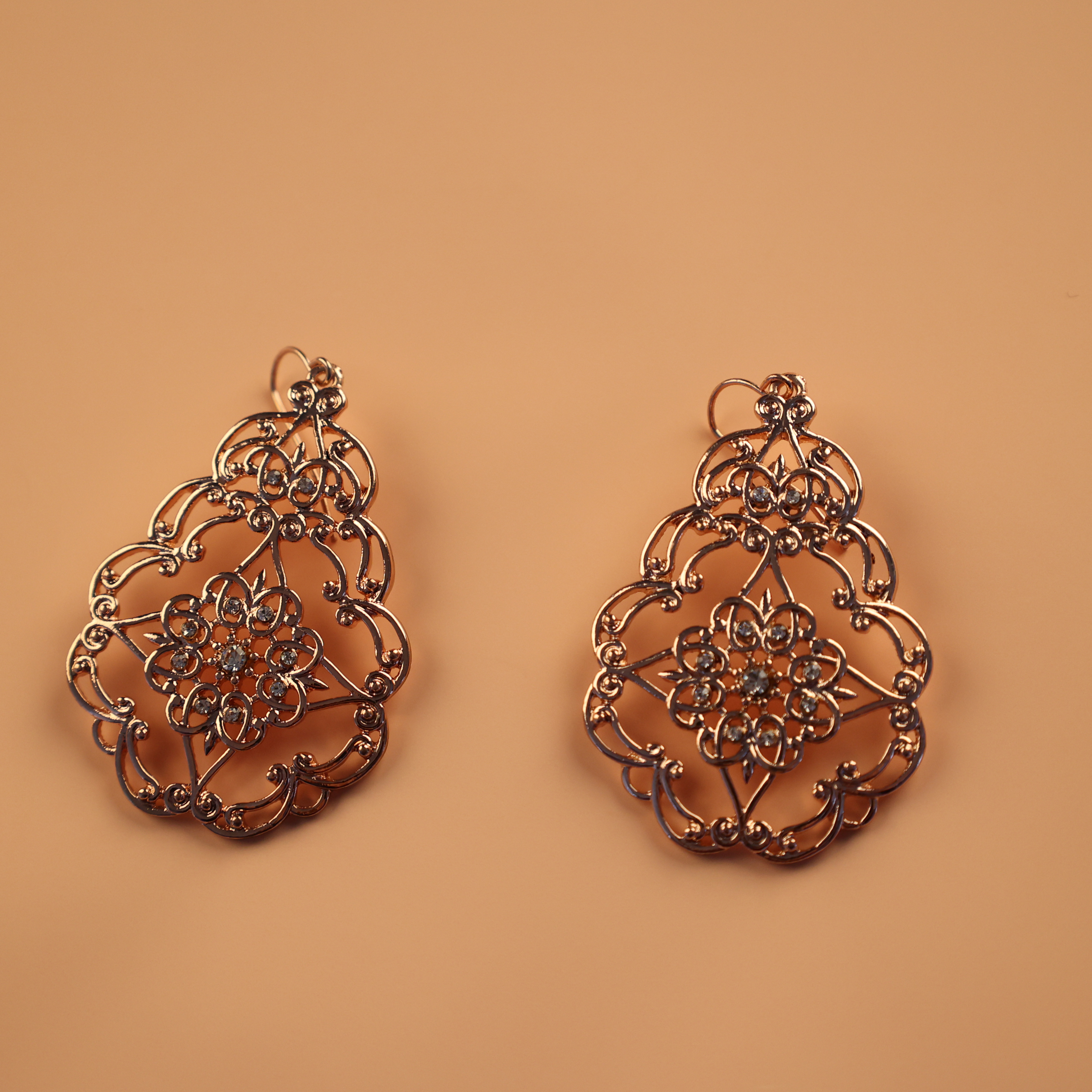 OEM Fashion Jewelry Earrings with Rhinestones Rose Gold Plated