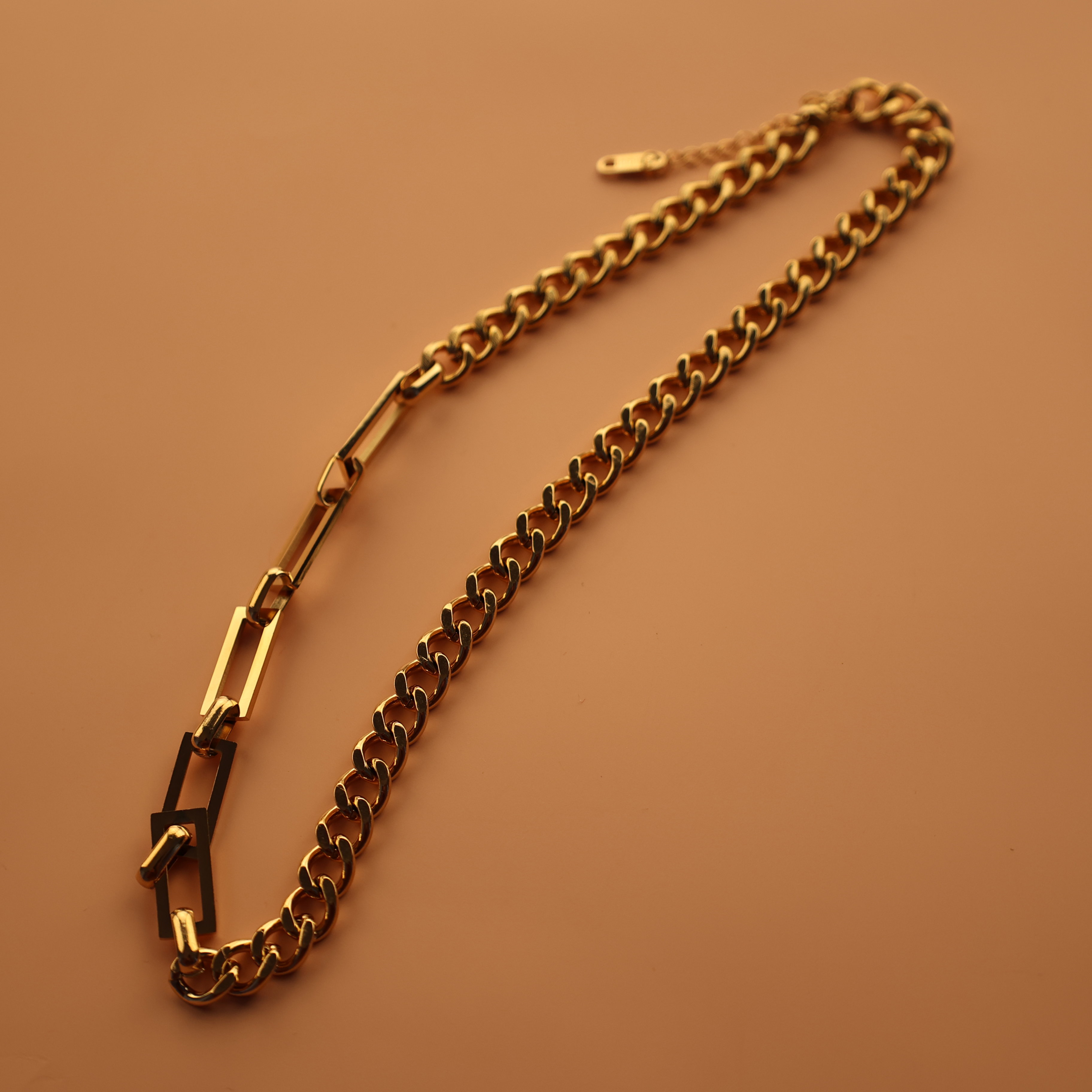 14K Gold Dainty Paperclip Link Chain Necklace for Women Girls