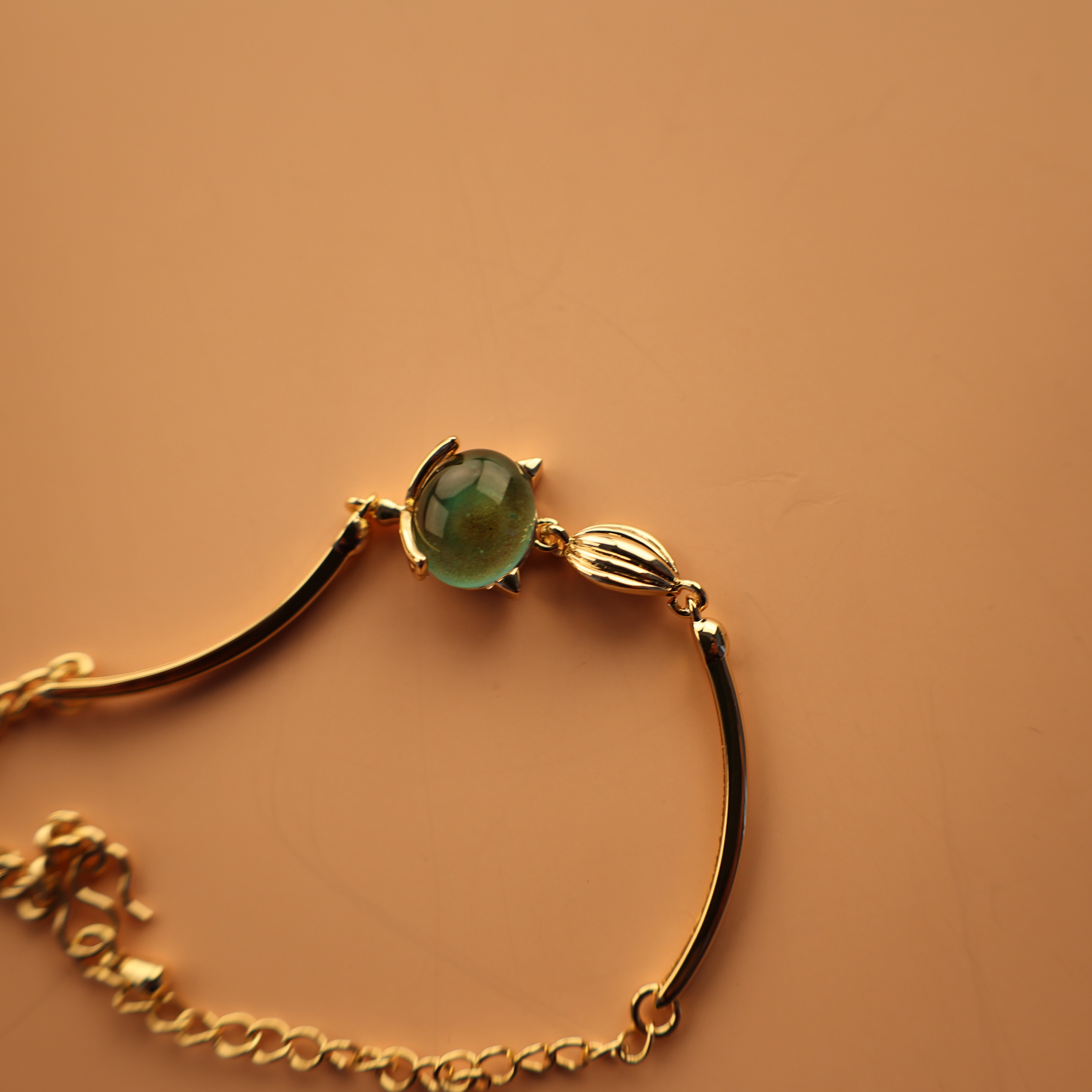 High Quantity Jewelry 14K Gold Plated Gem Chain Bangle Bracelet