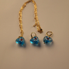 Heart Shaped, Blue Glazed Gold Plated Chain Jewelry Set