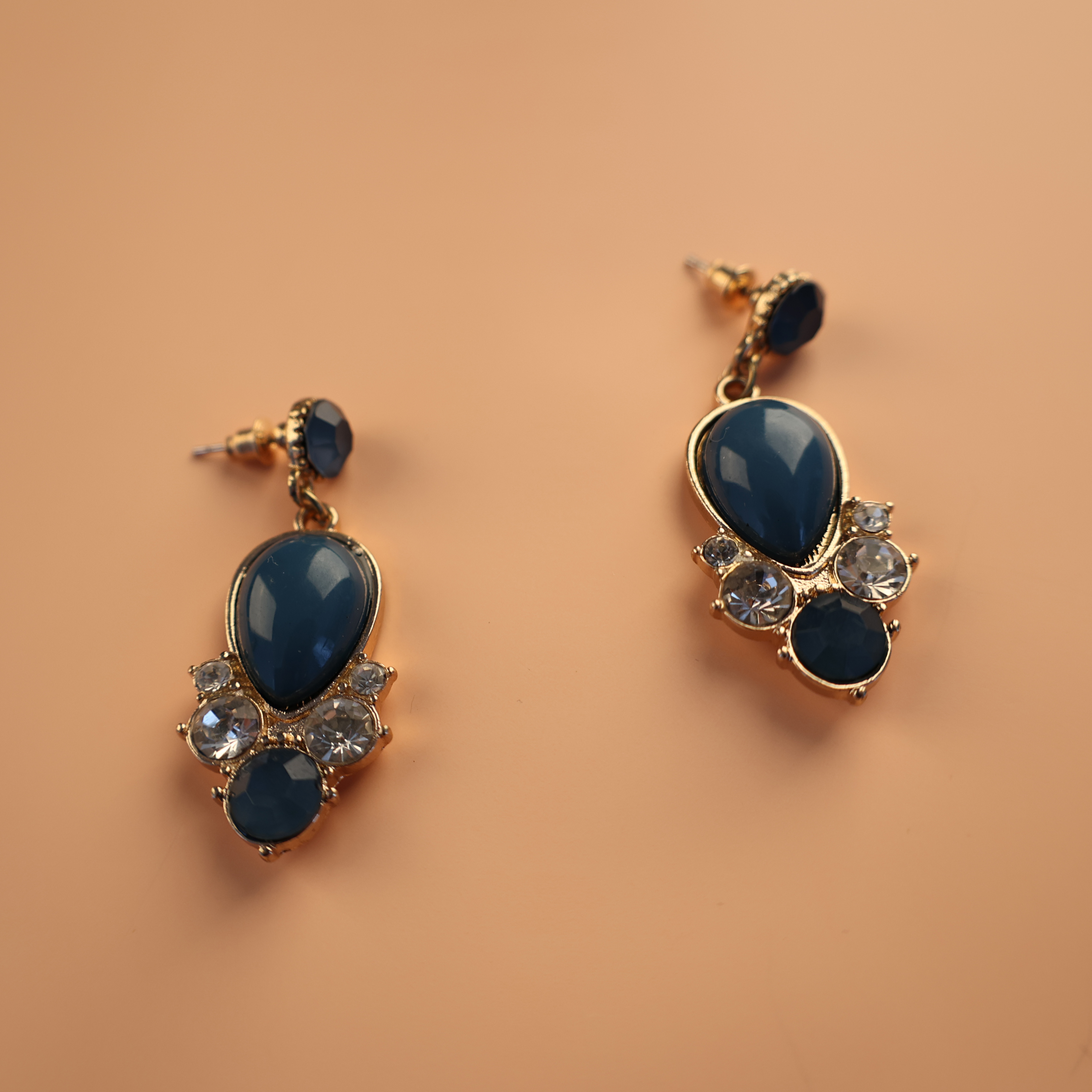 Blue Obsidian And Moissanite Diamon Wedding Earrings for Women
