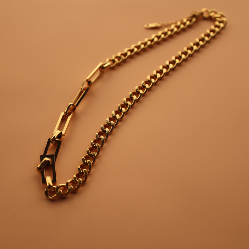 14K Gold Dainty Paperclip Link Chain Necklace for Women Girls