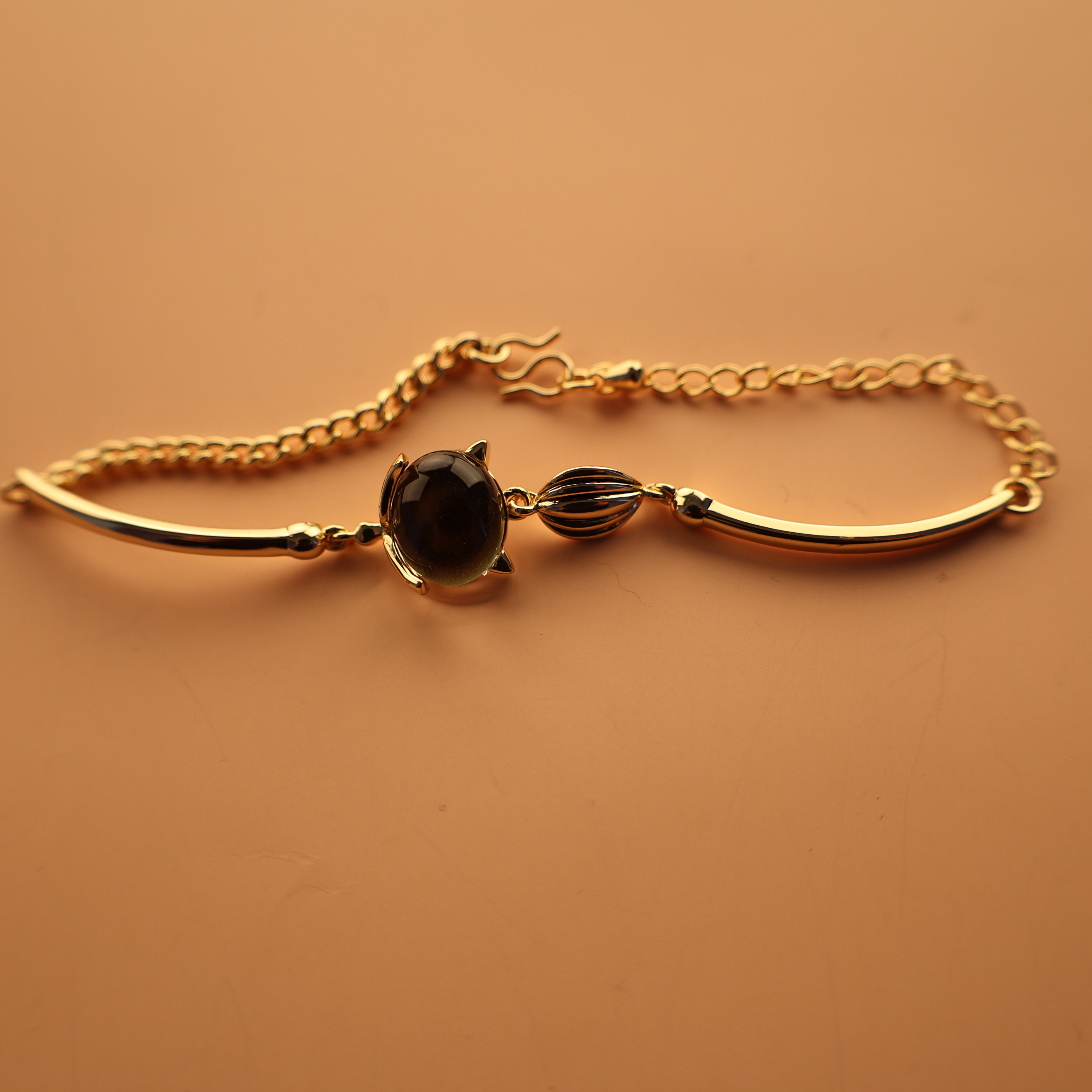 High Quantity Jewelry 14K Gold Plated Gem Chain Bangle Bracelet