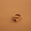Simple Style Ring with One Blue Glass Stone Rose Gold Plated