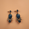 Blue Obsidian And Moissanite Diamon Wedding Earrings for Women