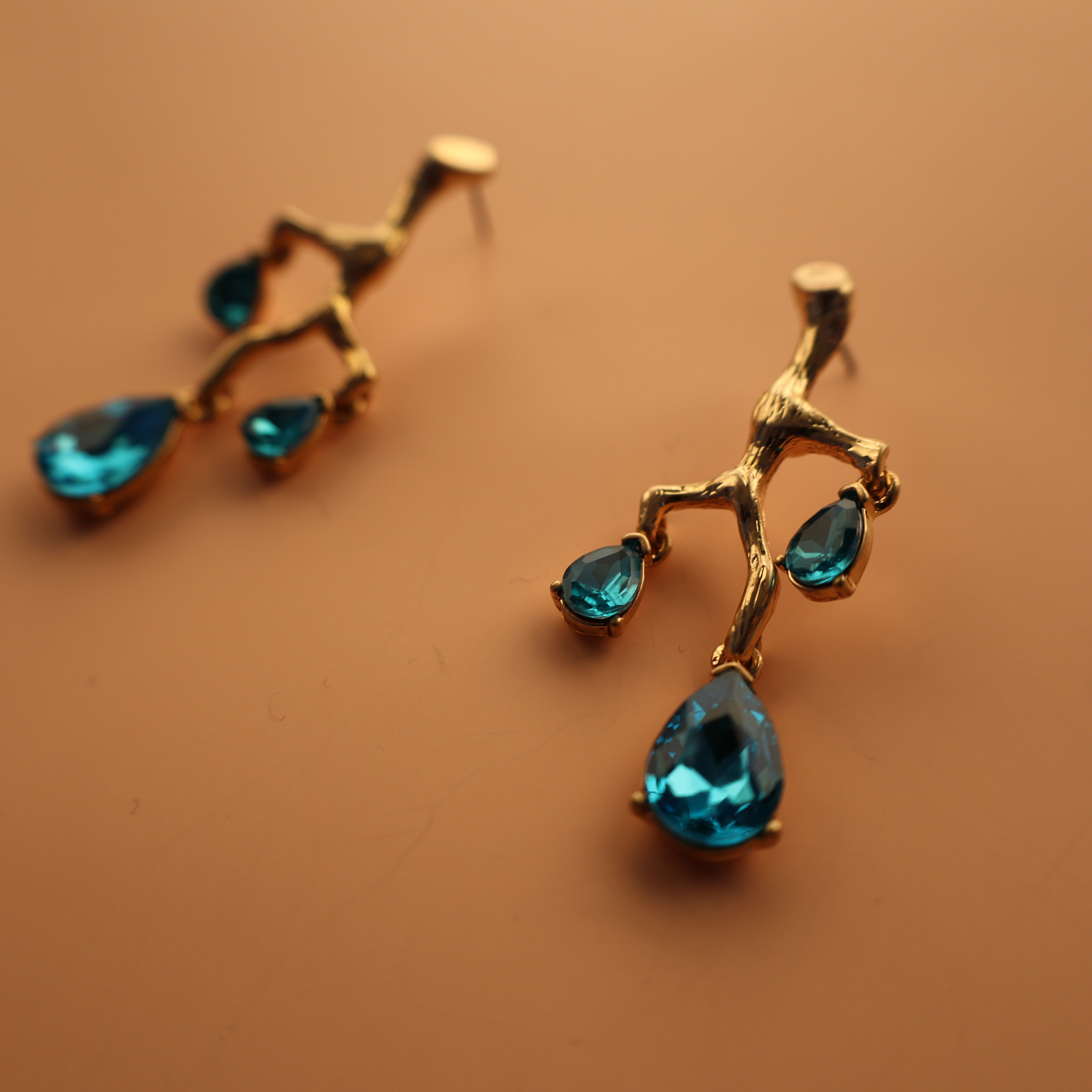 Blue Zircon,sapphire fashion Design Earrings 